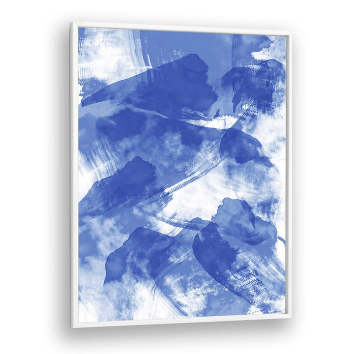 Blue Storm by Martina Abstract Paintings in White Plain Frame