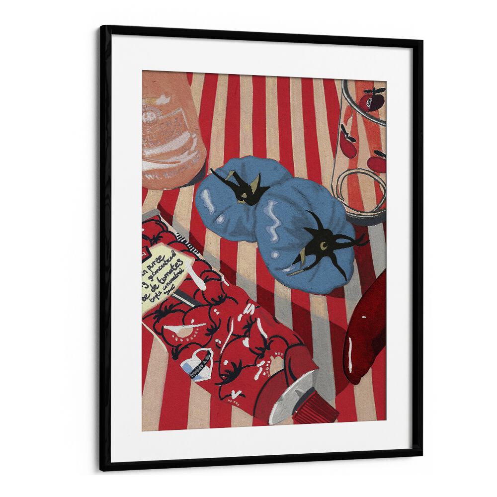 Blue Tomatoes by Studio Mandariini Kitchen Posters Kitchen Art Prints in Black Frame With Mount