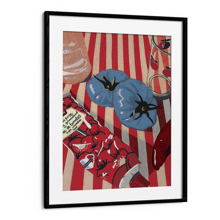 Blue Tomatoes by Studio Mandariini Kitchen Posters Kitchen Art Prints in Black Frame With Mount