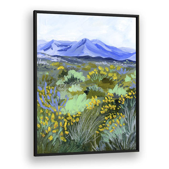 Blue Valley By Sarah Gesek Landscape Art Prints in Black Plain Frame