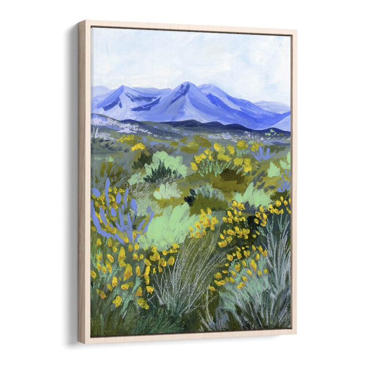 Blue Valley By Sarah Gesek Landscape Art Prints in Oak Wood Floater Frame