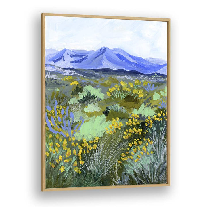 Blue Valley By Sarah Gesek Landscape Art Prints in Oak Wood Plain Frame