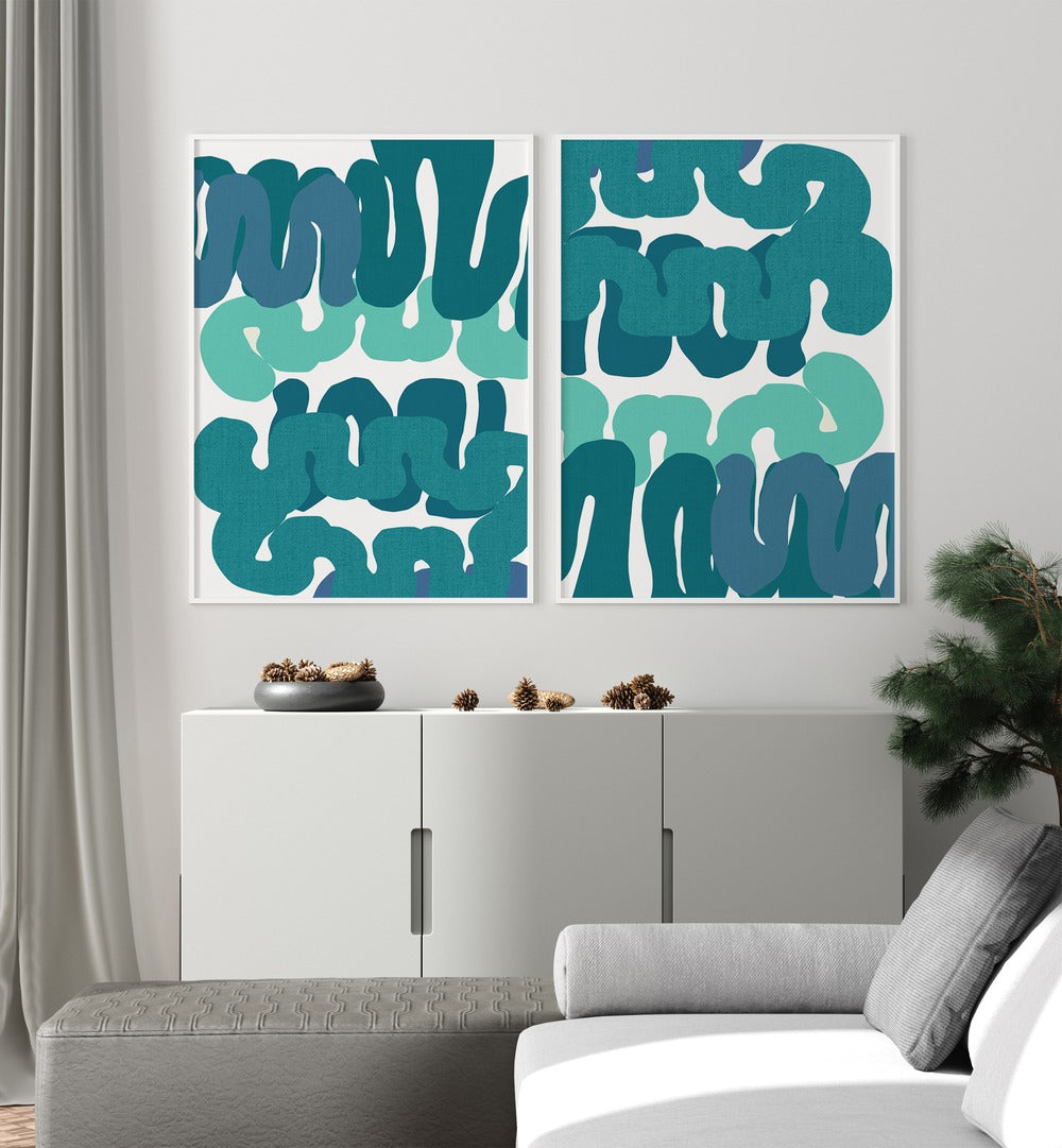 BLUE MIRAGE SET , SET OF 2 PAINTINGS