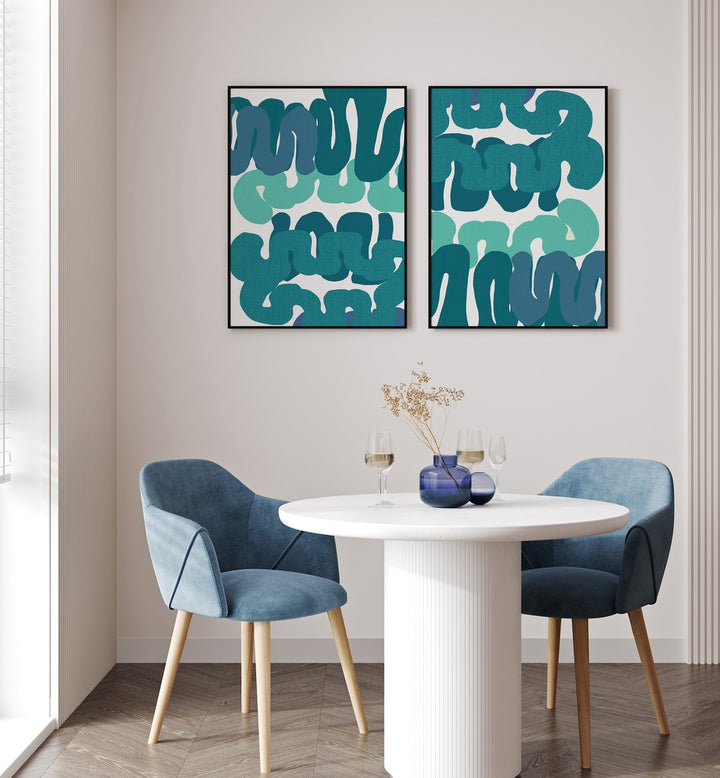 BLUE MIRAGE SET , SET OF 2 PAINTINGS