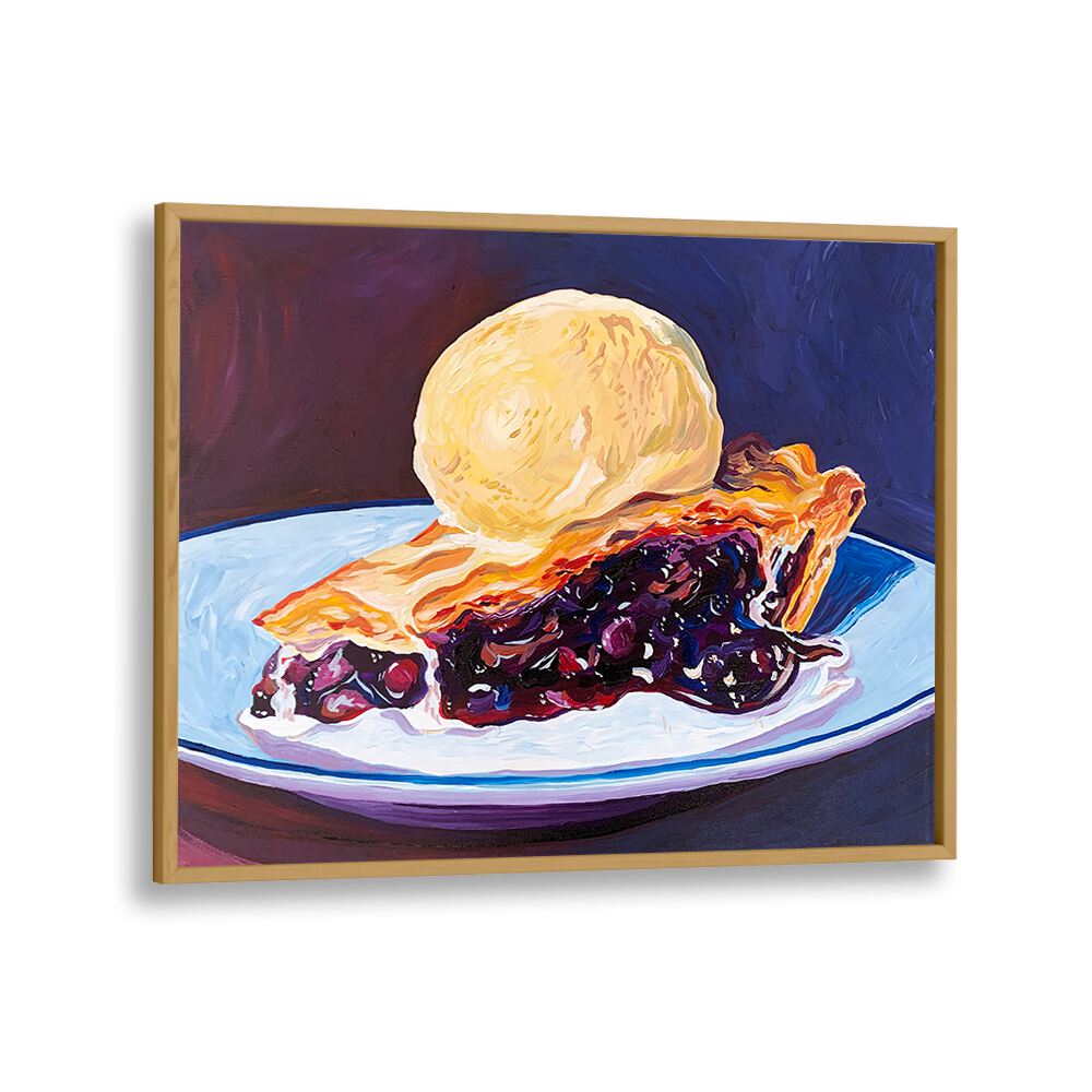 Blueberry Pie By Key And Sea Creative Bar and Cafe Art in Oak Wood Plain Frame