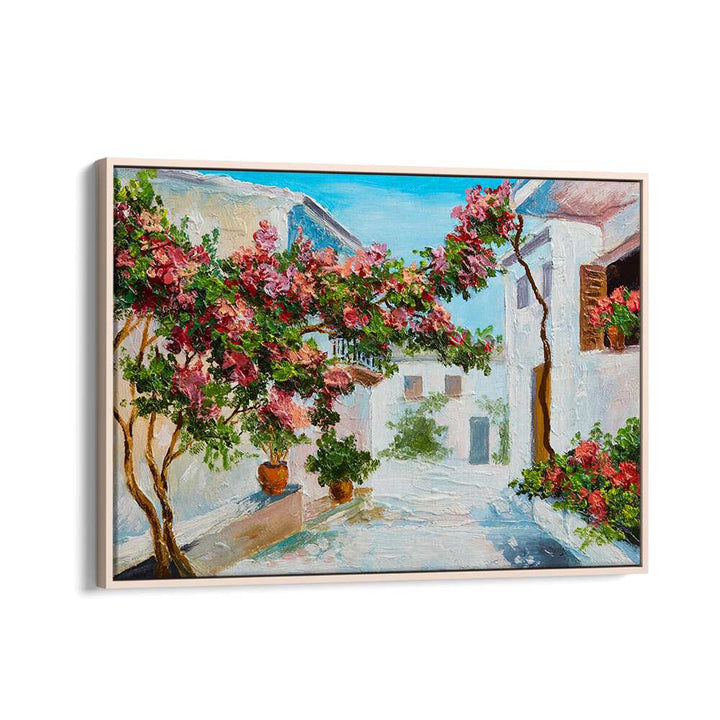 Blush Abode Vintage European Paintings in Oak Wood Floater Frame