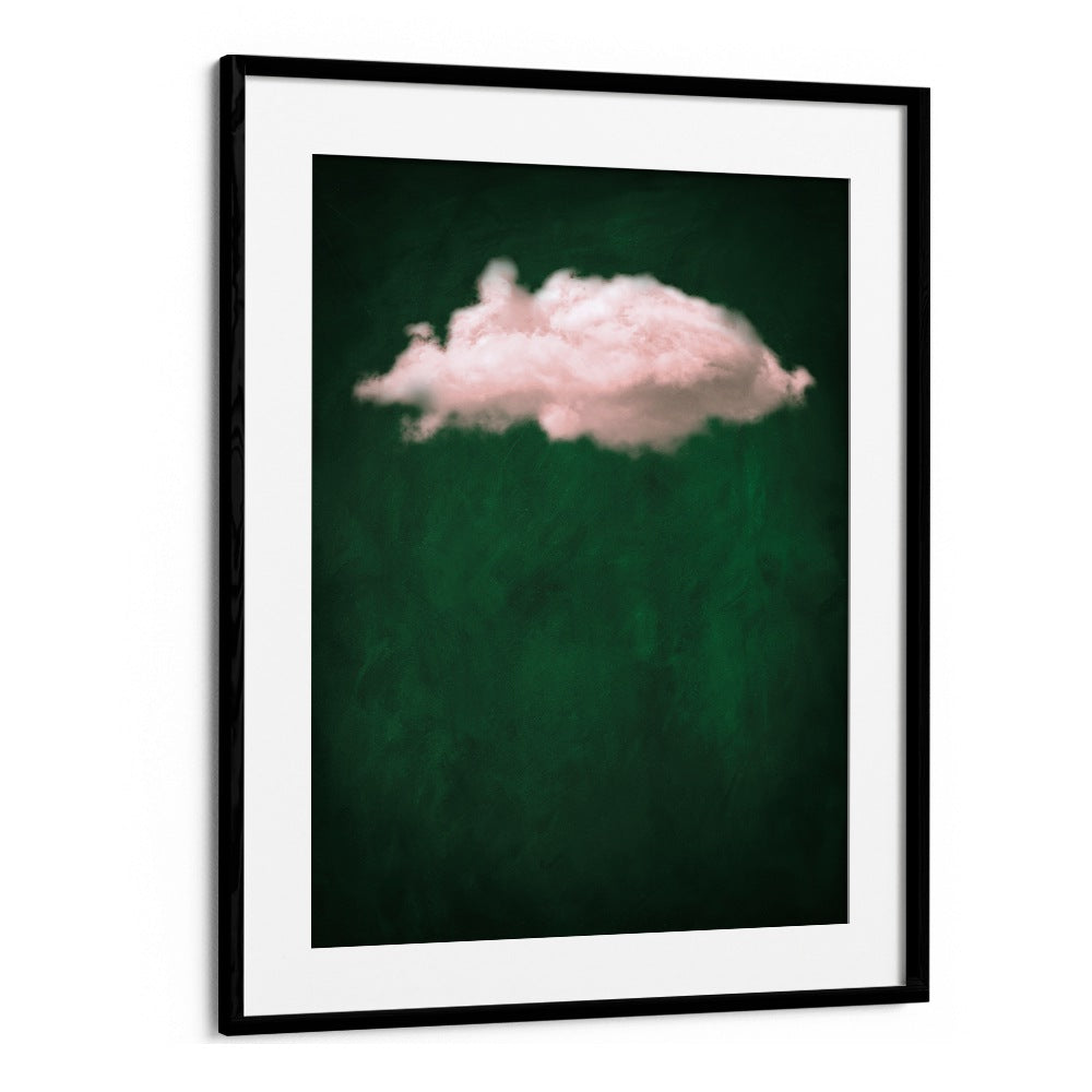 Blush Emerald Cloud By Aureous Abstract Paintings Abstract Art Prints in Black Frame With Mount