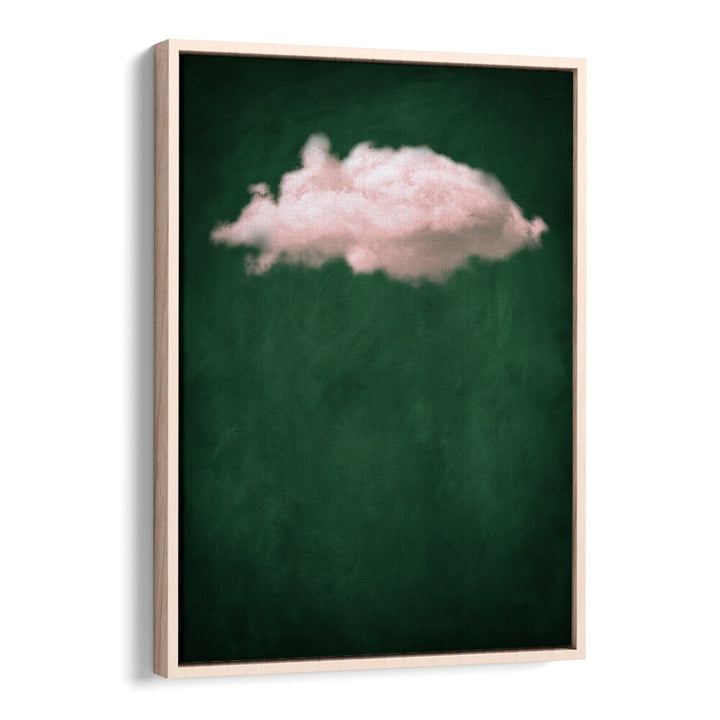 Blush Emerald Cloud By Aureous Abstract Paintings Abstract Art Prints in Oak Wood Floater Frame