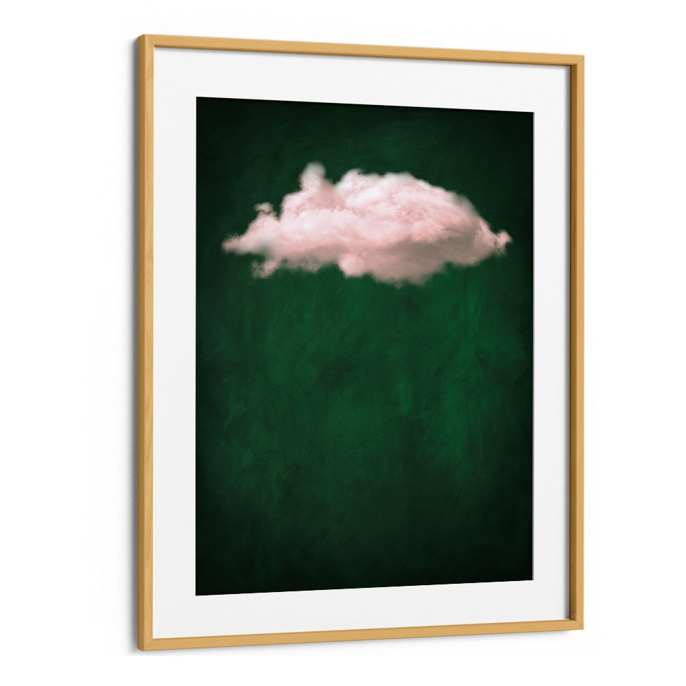 Blush Emerald Cloud By Aureous Abstract Paintings Abstract Art Prints in Oak Wood Frame With Mount