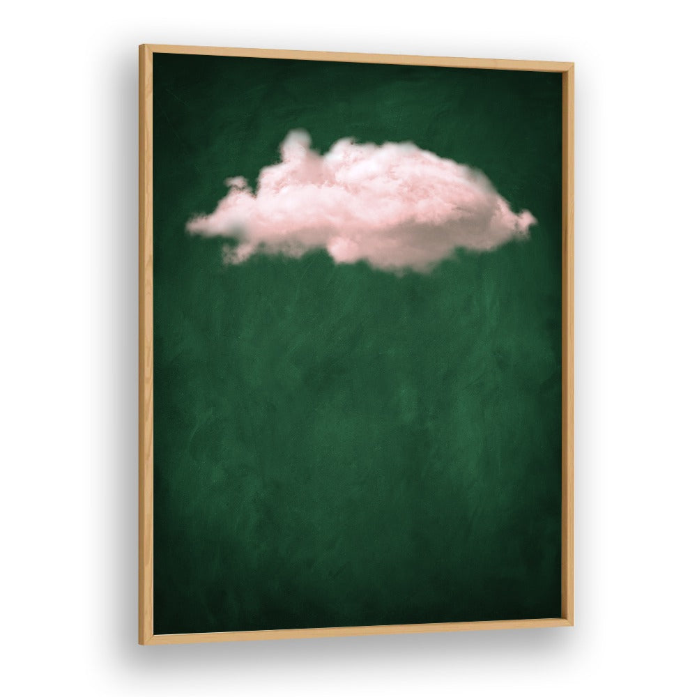 Blush Emerald Cloud By Aureous Abstract Paintings Abstract Art Prints in Oak Wood Plain Frame