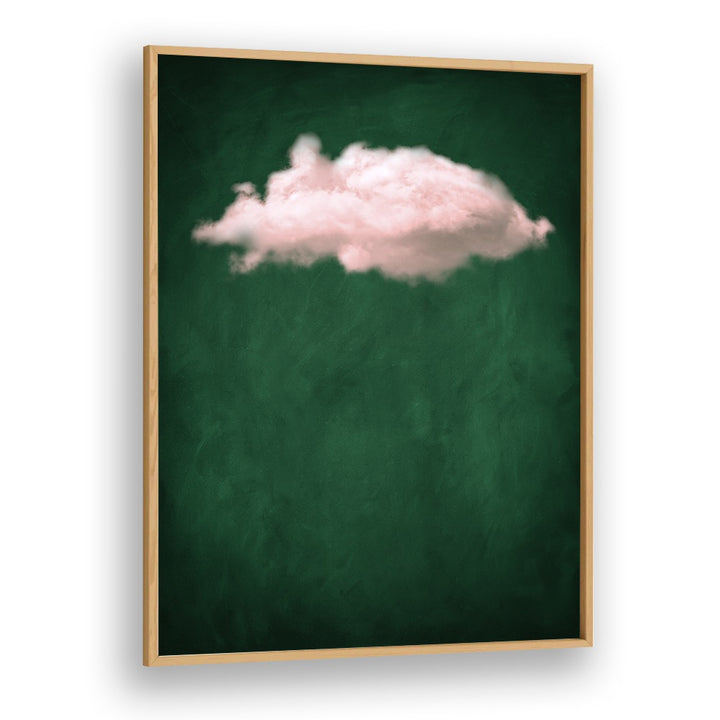 Blush Emerald Cloud By Aureous Abstract Paintings Abstract Art Prints in Oak Wood Plain Frame