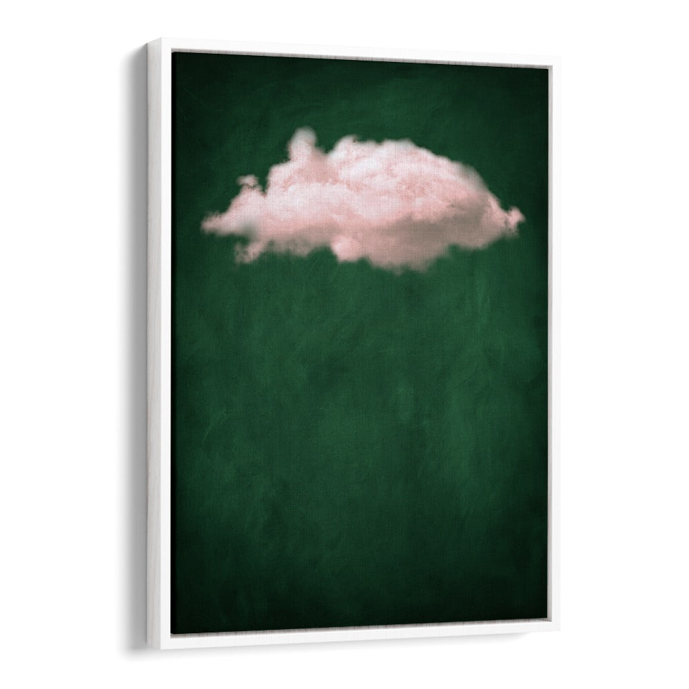 Blush Emerald Cloud By Aureous Abstract Paintings Abstract Art Prints in White Floater Frame