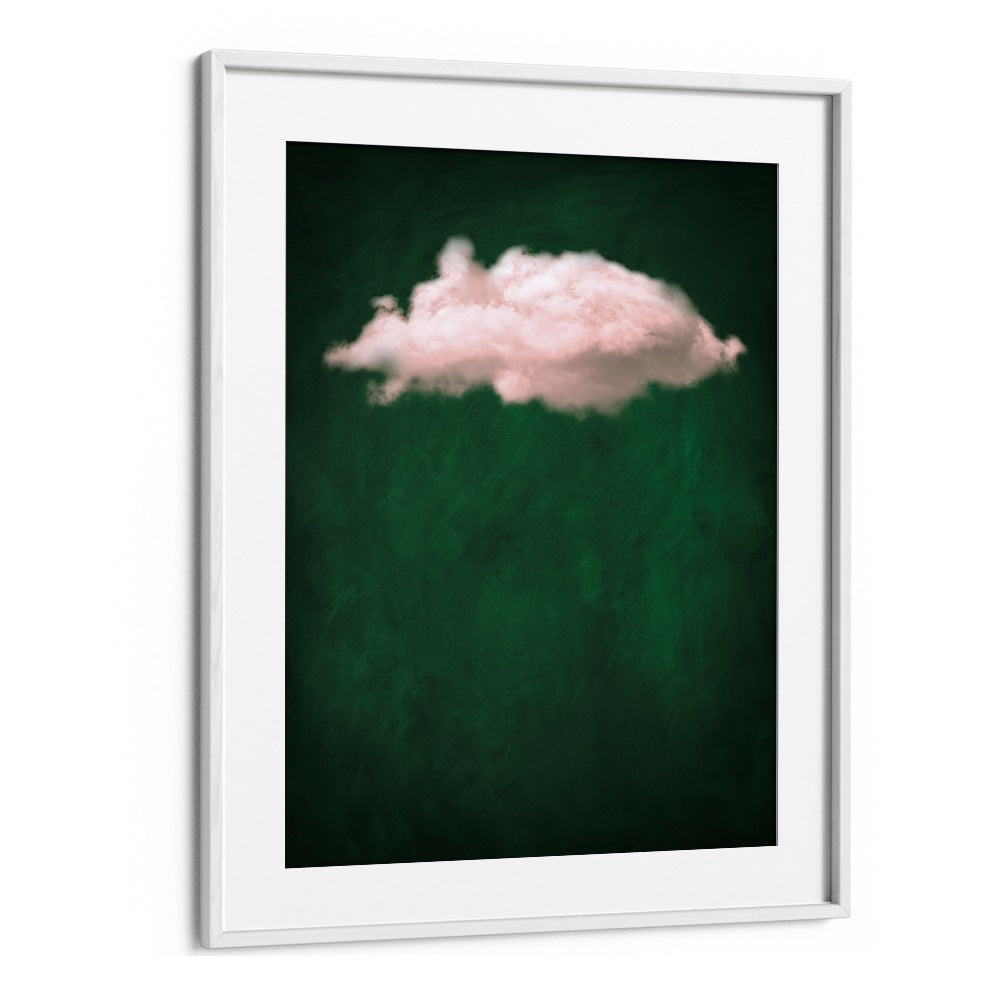 Blush Emerald Cloud By Aureous Abstract Paintings Abstract Art Prints in White Frame With Mount