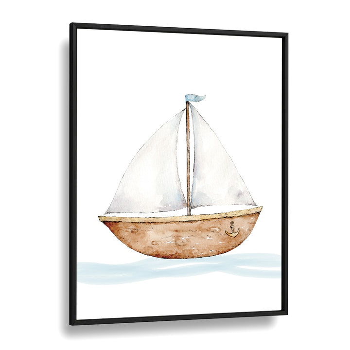 Boat-Nautical  Kids Paintings in Black Plain Frame