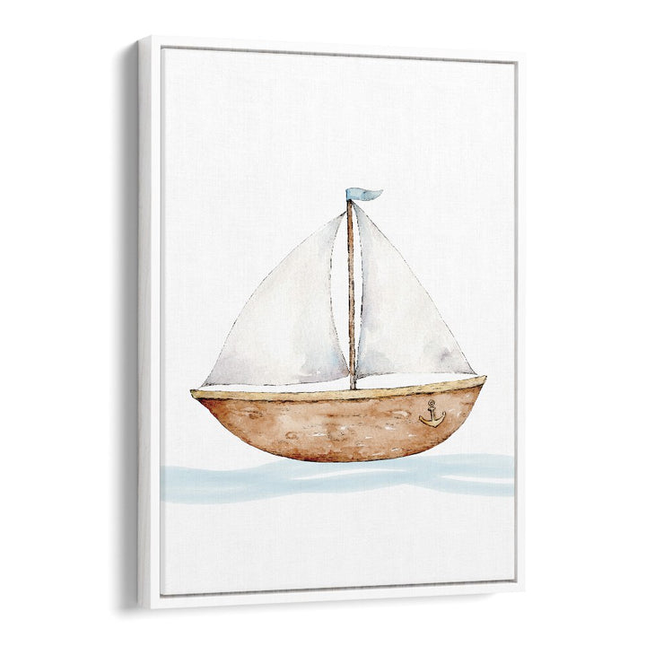 Boat-Nautical  Kids Paintings in White Floater Frame