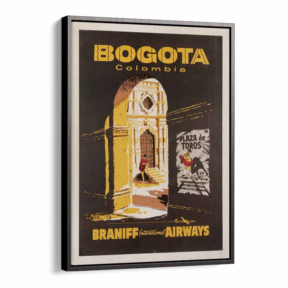 Bogota-Columbia  Retro Travel Posters in Black Floater Frame