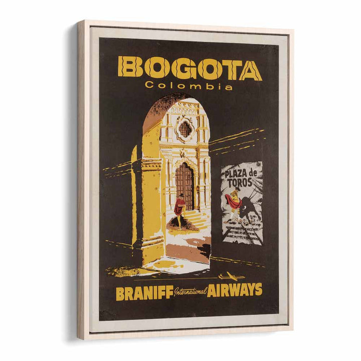 Bogota-Columbia  Retro Travel Posters in Oak Wood Floater Frame