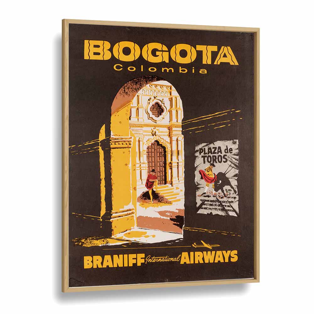 Bogota-Columbia  Retro Travel Posters in Oak Wood Plain Frame