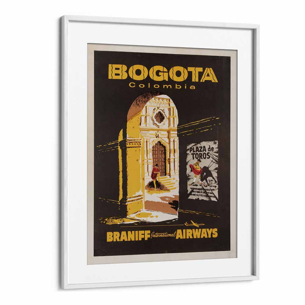 Bogota-Columbia  Retro Travel Posters in White Frame With Mount