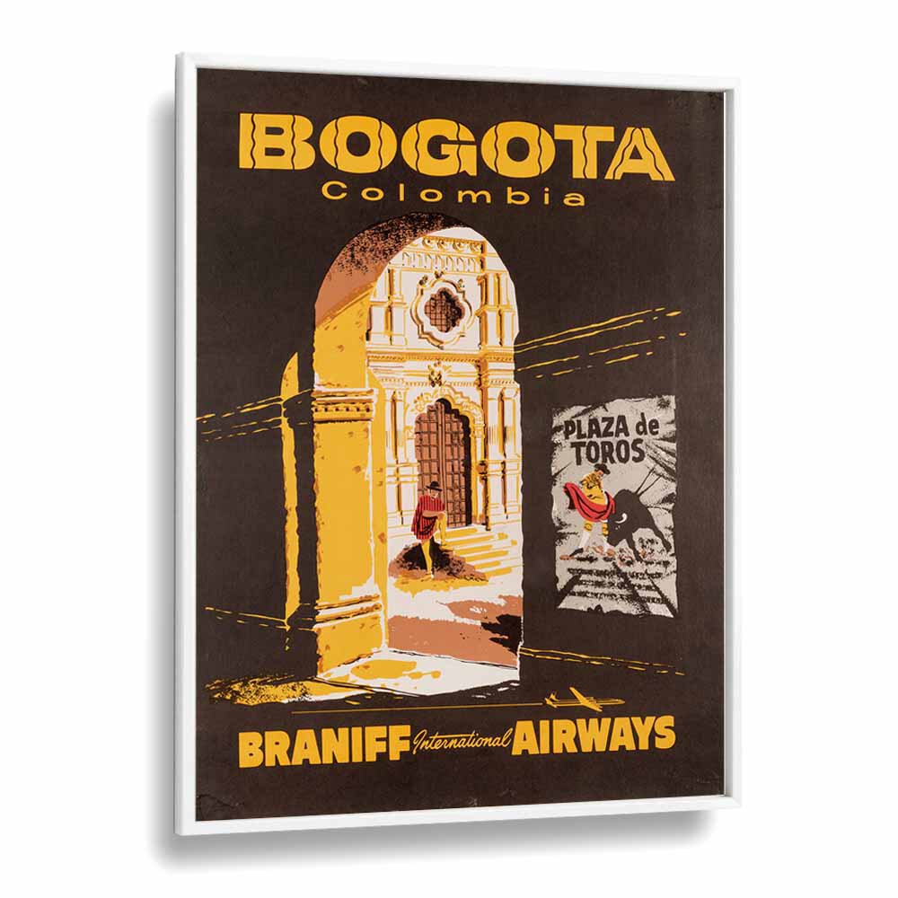 Bogota-Columbia  Retro Travel Posters in White Plain Frame