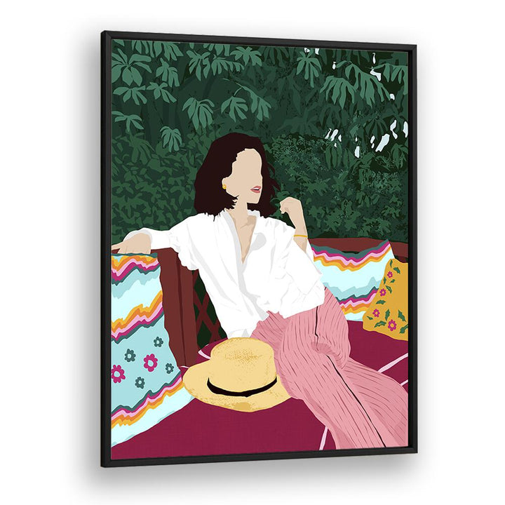 Bohemian Soul By Uma Gokhale Woman Illustration Paintings in Black Plain Frame