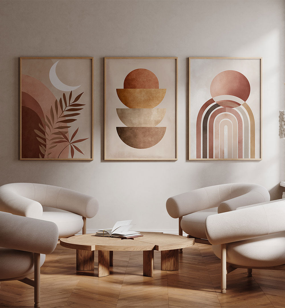 BOHO ECLIPSE SET , SET OF 3 PAINTINGS