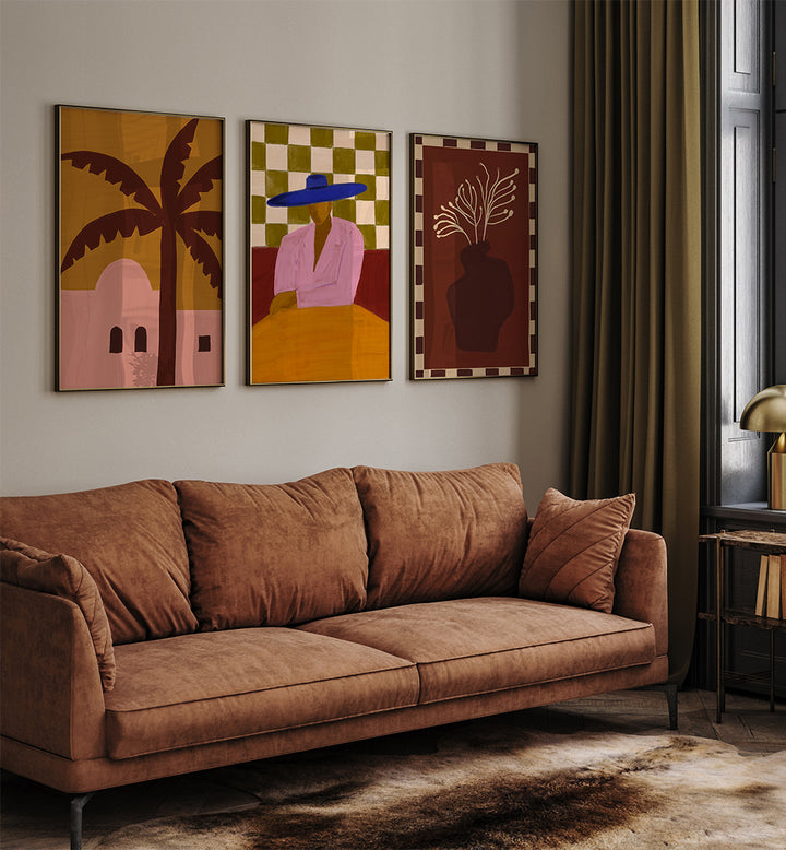 BOHO SOLSTICE , SET OF 3 PAINTINGS