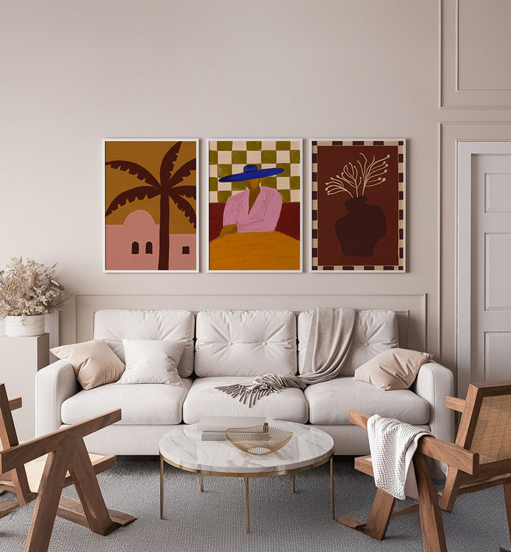 BOHO SOLSTICE , SET OF 3 PAINTINGS