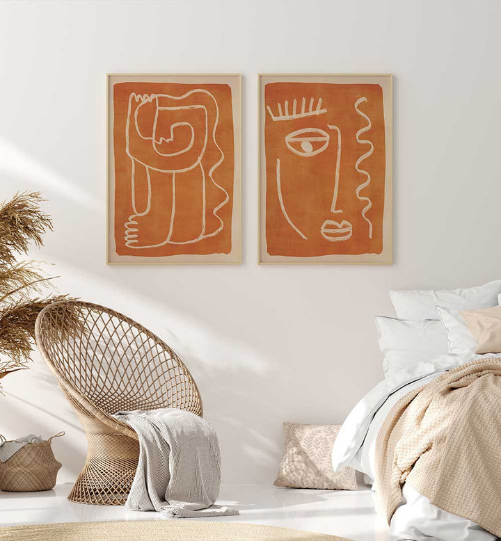 BOHO TERRACOTTA SET , SET OF 2 PAINTINGS