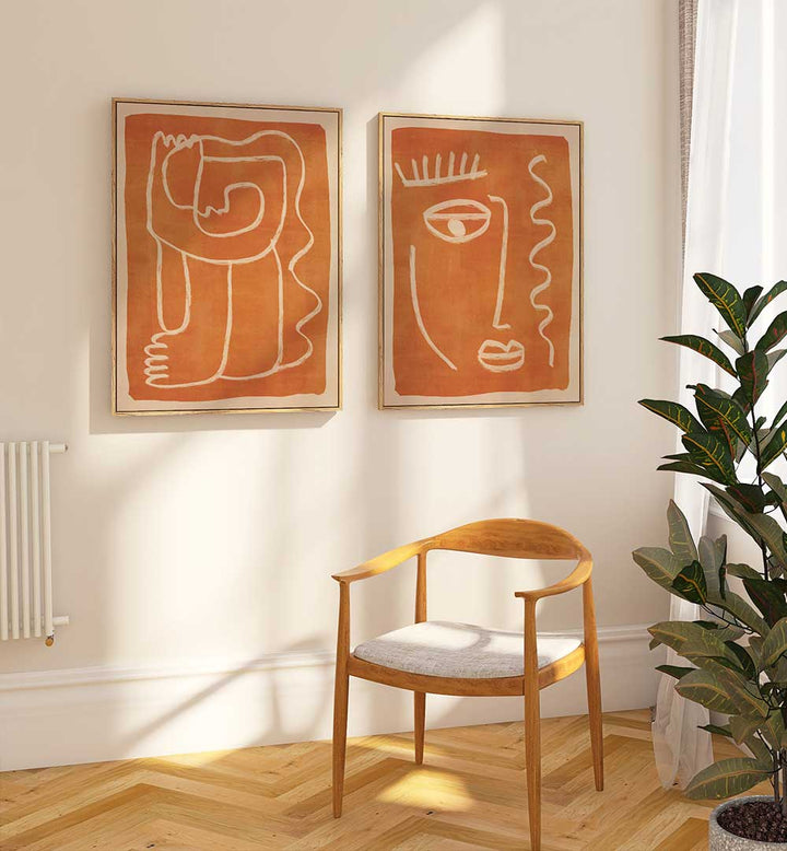 BOHO TERRACOTTA SET , SET OF 2 PAINTINGS