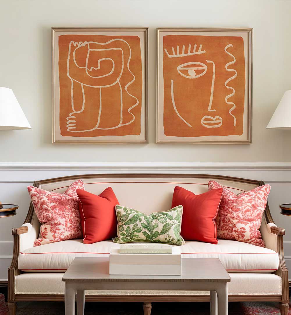 BOHO TERRACOTTA SET , SET OF 2 PAINTINGS