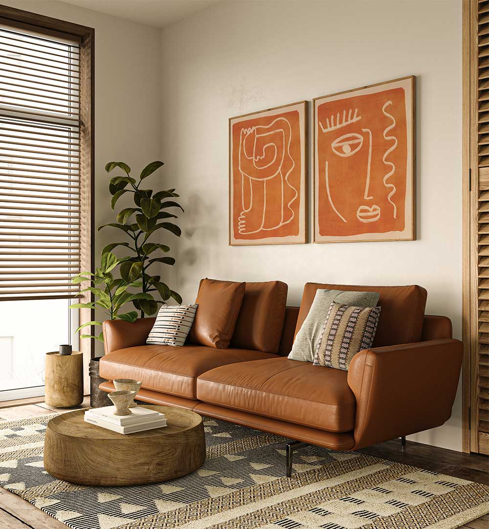 BOHO TERRACOTTA SET , SET OF 2 PAINTINGS