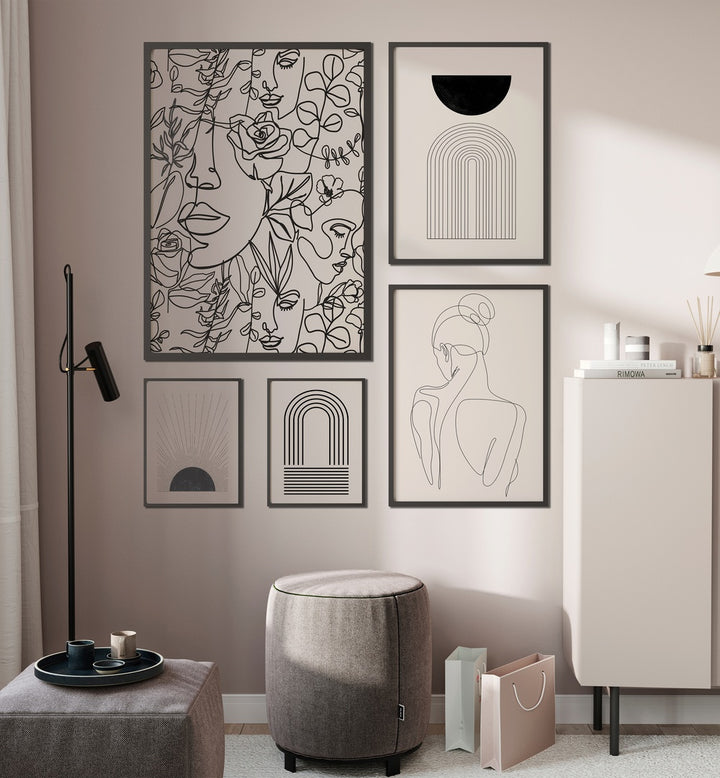 gallerywall painting - BOHO LINE ART GALLERY WALL by Asianmonk