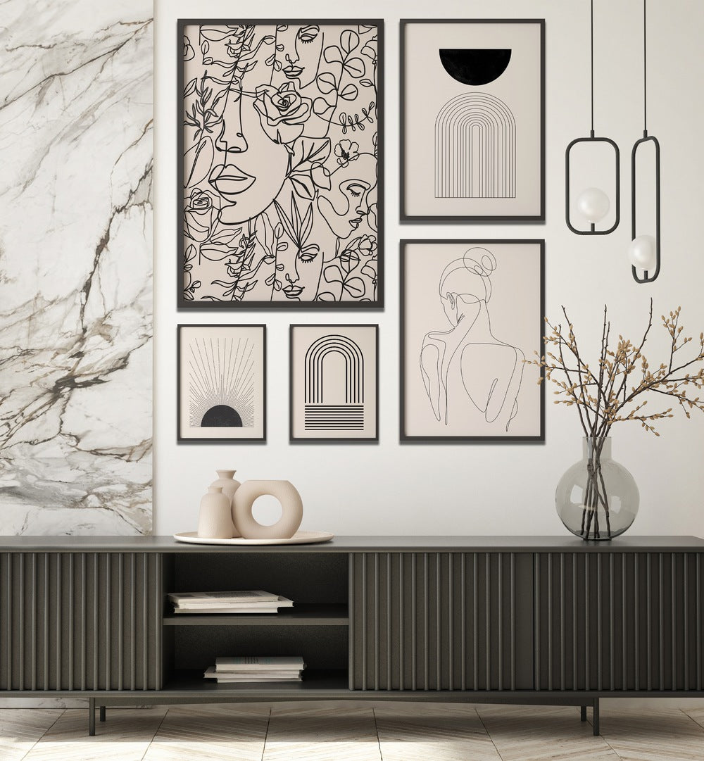 gallerywall painting - BOHO LINE ART GALLERY WALL by Asianmonk