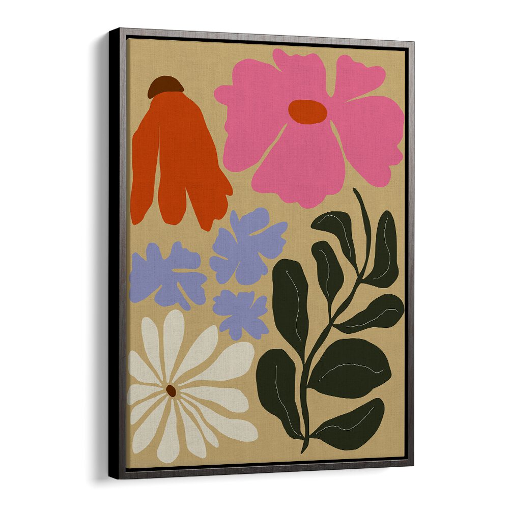 Bold Matisse Floral by Miho Art Studio Botanical Art Prints Floral Paintings in Black Floater Frame