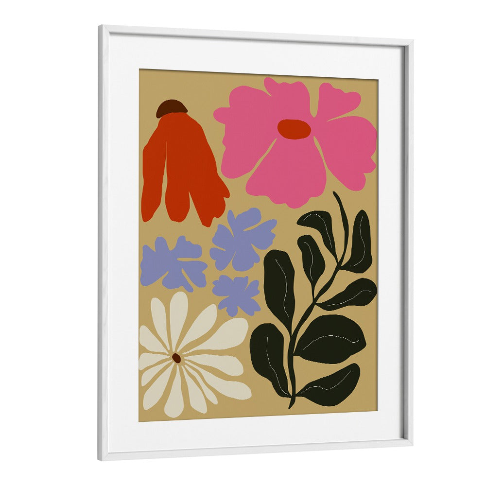 Bold Matisse Floral by Miho Art Studio Botanical Art Prints Floral Paintings in White Frame With Mount