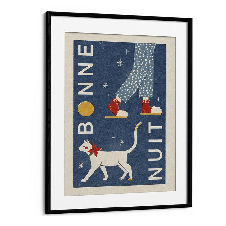 Bonne Nuit By Julia Leister Wall Art Prints in Black Frame With Mount