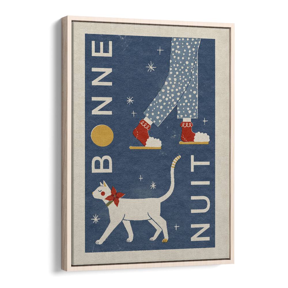 Bonne Nuit By Julia Leister Wall Art Prints in Oak Wood Floater Frame