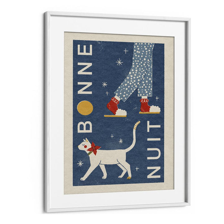 Bonne Nuit By Julia Leister Wall Art Prints in White Frame With Mount