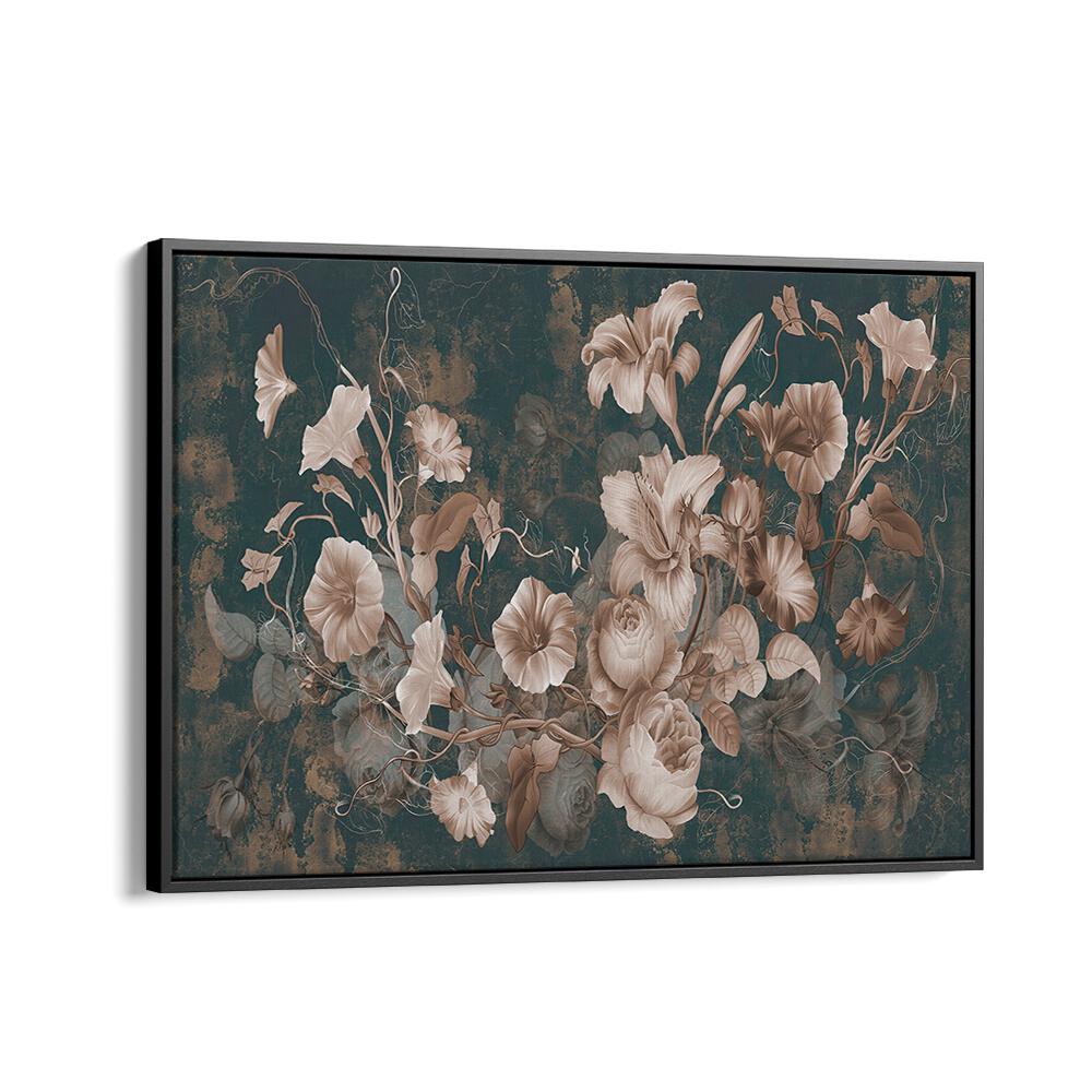 Botanical Elegance Vintage European Paintings in Black Floater Frame