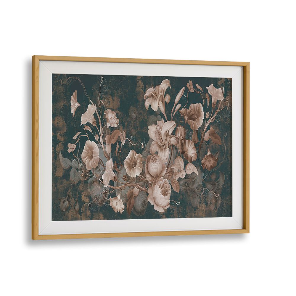 Botanical Elegance Vintage European Paintings in Oak Wood Frame With Mount