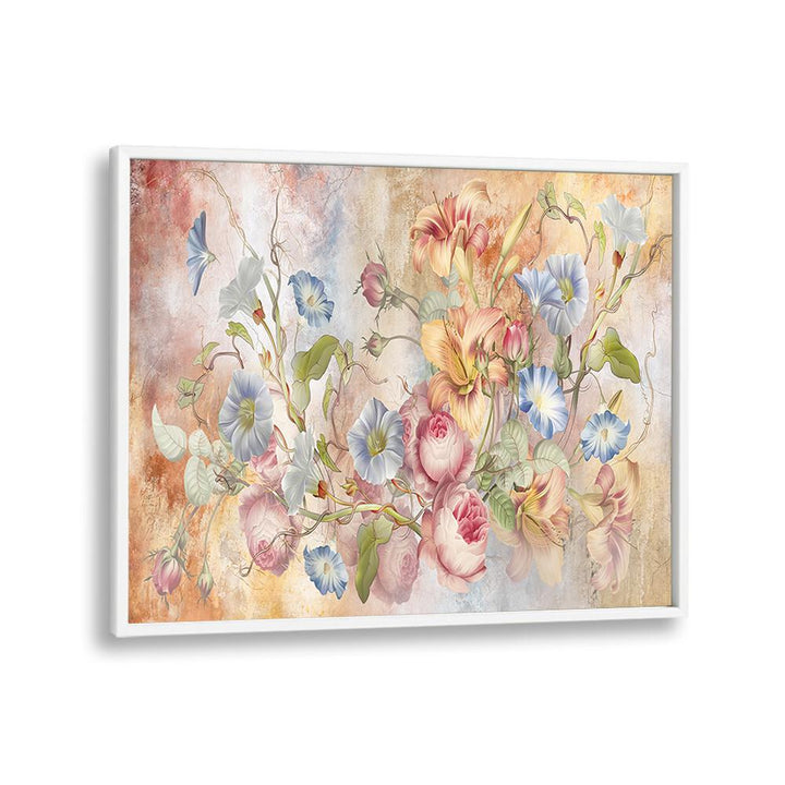 Botanical Tapestry Vintage European Paintings in White Plain Frame