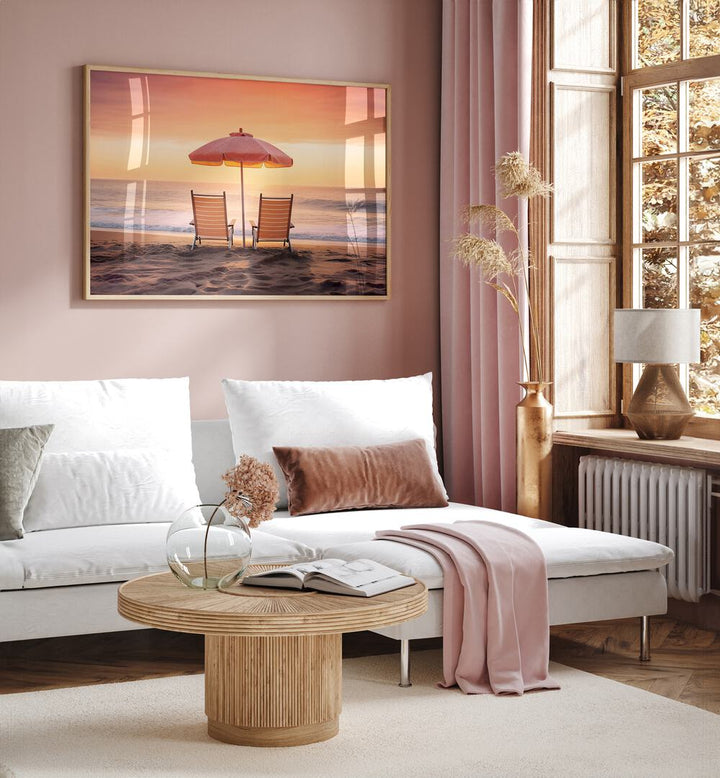 Cozy living room featuring BOTH FACING THE OCEAN, BEACH PAINTINGS, adding serene coastal charm to your home decor.
