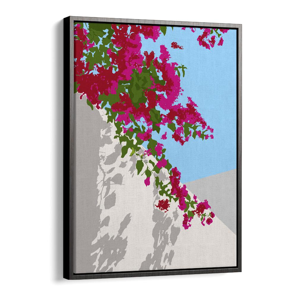 Bougainvillea Blossom By Uma Gokhale Botanical Art Prints in Black Floater Frame