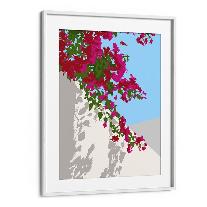 Bougainvillea Blossom By Uma Gokhale Botanical Art Prints in White Frame With Mount