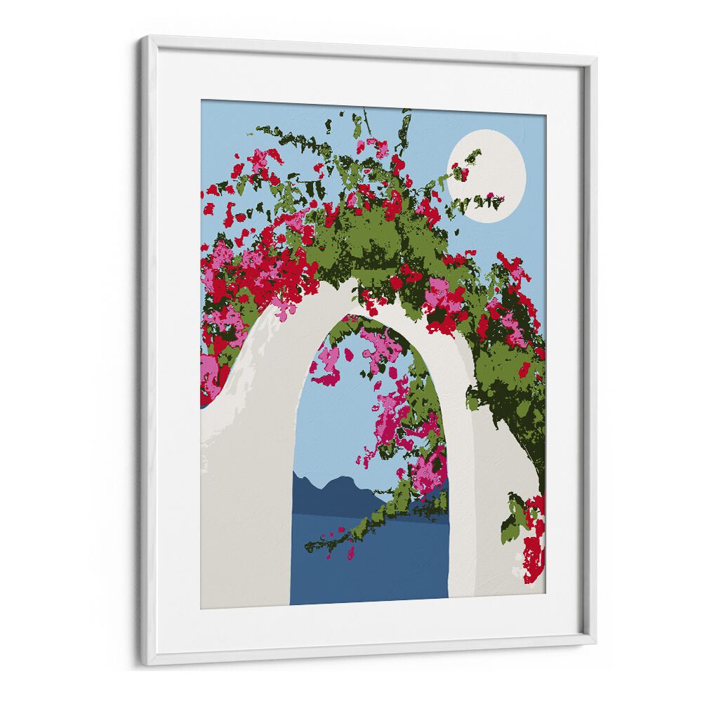 Bougainvillea Villa By Uma Gokhale Botanical Art Prints in White Frame With Mount