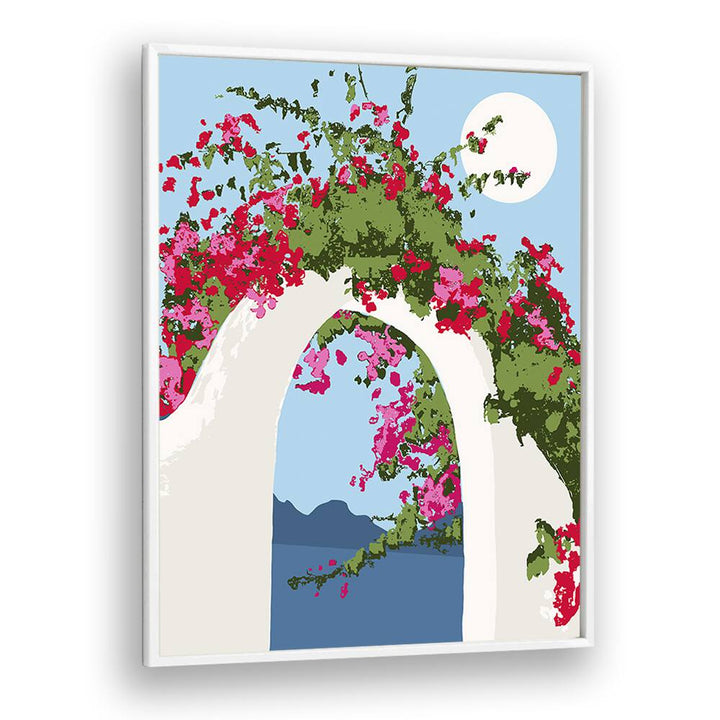 Bougainvillea Villa By Uma Gokhale Botanical Art Prints in White Plain Frame