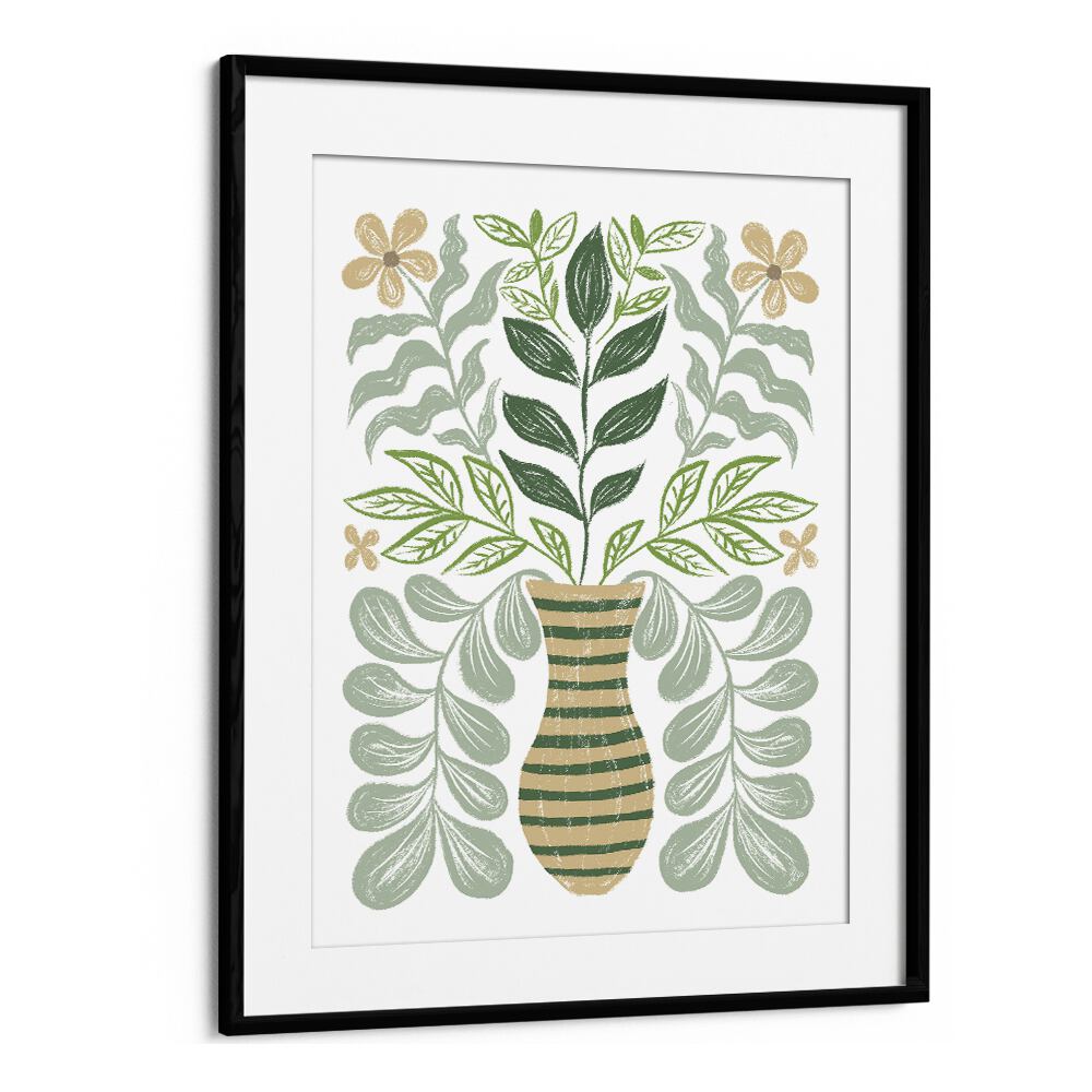 Bouquet by Martina Botanical Art Prints in Black Frame With Mount