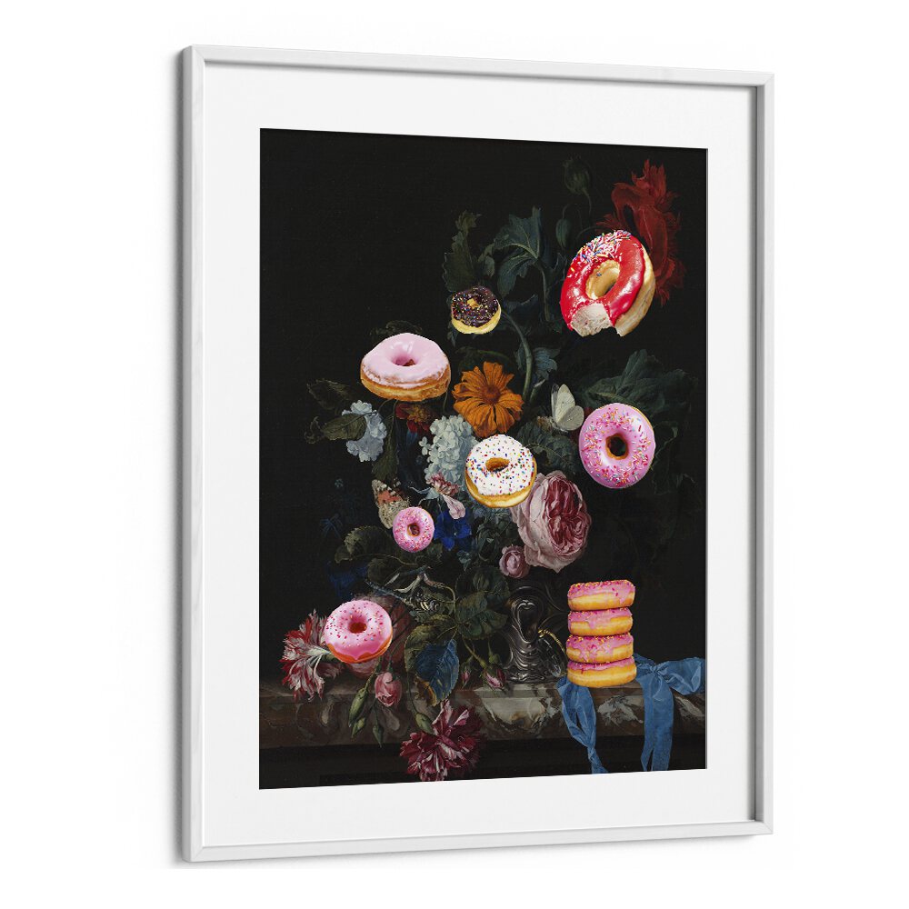 Bouquet of Donuts by the Art Concept Altered Art Prints in White Frame With Mount