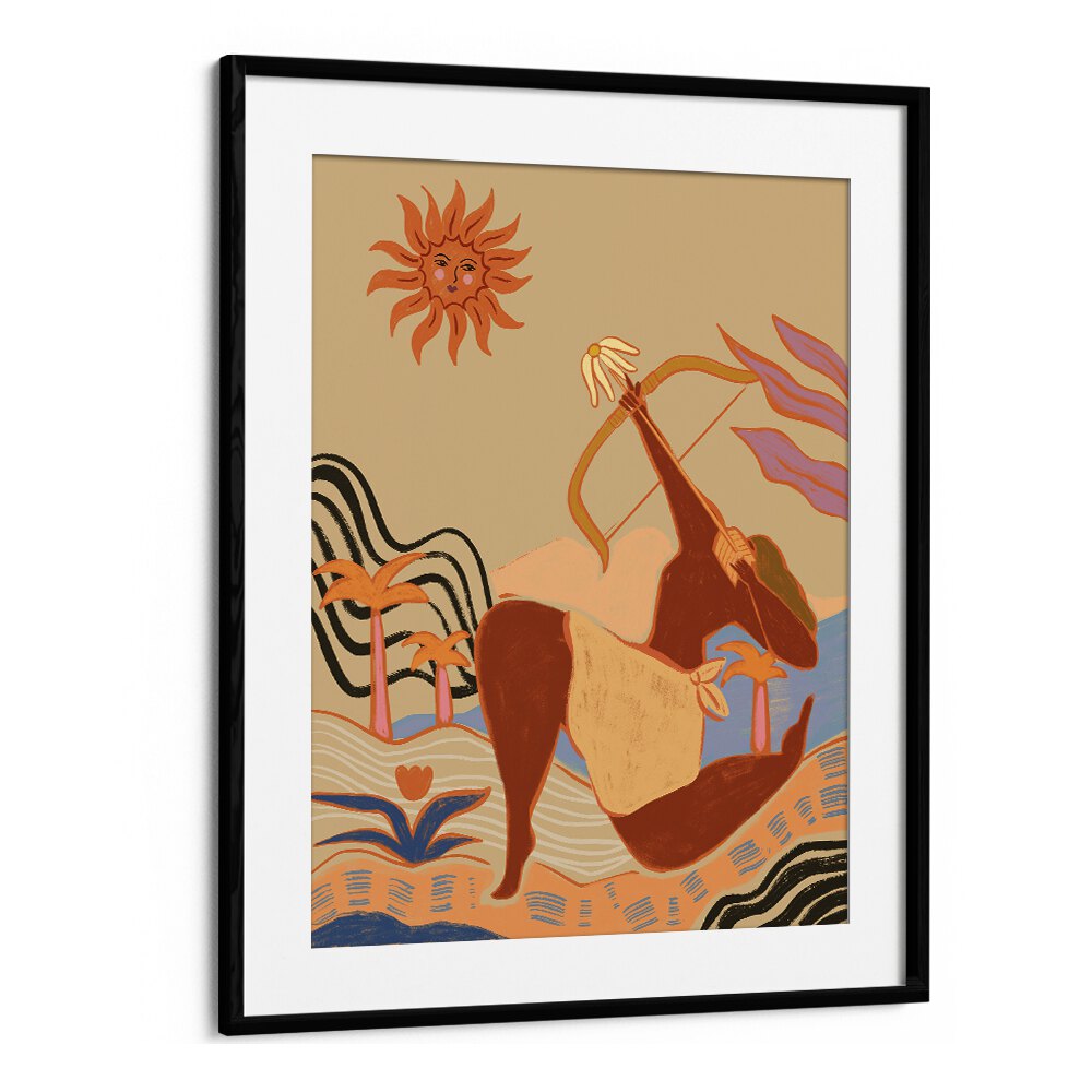 Bow And Arrow By Arty Guava Wall Art Prints in Black Frame With Mount